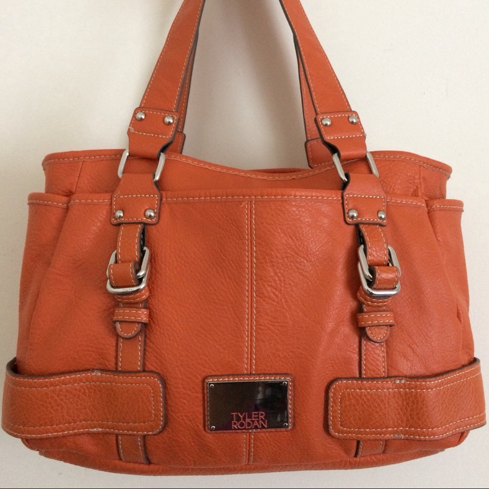 Tyler Rodan Orange Handbag Multi-Color Polka Dot